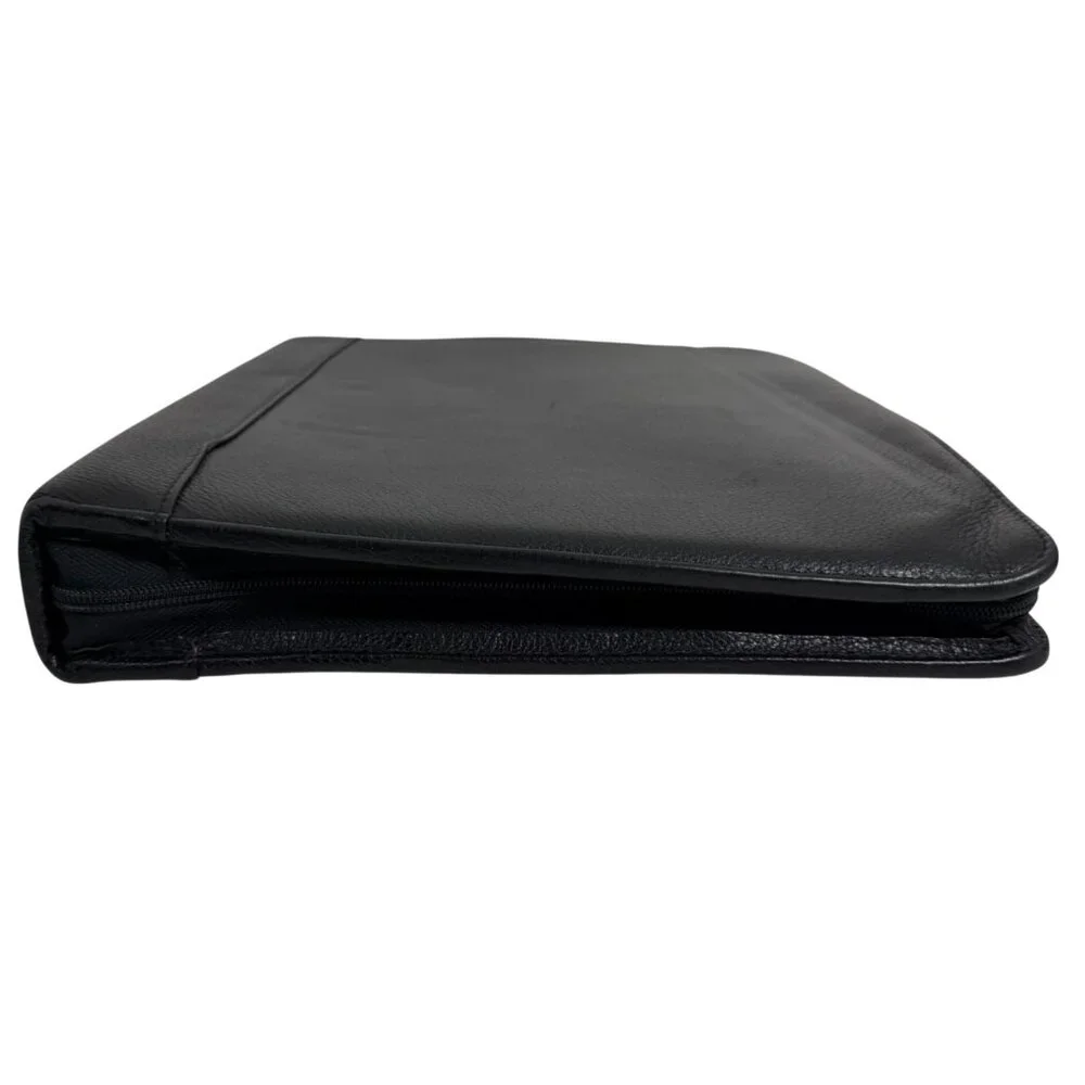 Vintage Franklin Quest Covey Classic Black Leather Large 7 Ring Zip Binder